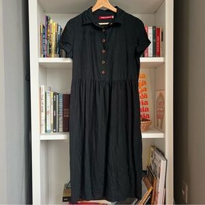 Pyne & Smith No. 23 dress black linen with collar